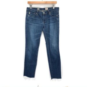 AG Adriano Goldschmier The Stilt Cigarette Raw Hem Low Rise Jeans Size 28